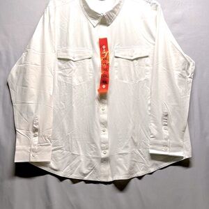 Eddie Bauer White Casual Button Down Shirt Relaxed Fit